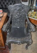 An antique Chinese carver chair with carved dragon motif, 19th century, 104cm high, 65cm across the arms - 4