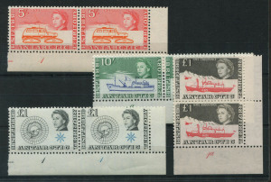 ANTARCTICA: BRITISH ANTARCTIC TERRITORY: 1963 ½d to £1 (both) Pictorials set in Plate 1 or Plate 1a corner marginal pairs, fresh MUH, Cat. £500+. (16 pairs)