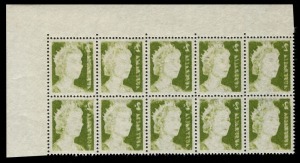 AUSTRALIA: Decimal Issues: 1966-73 (SG.383) QEII 2c olive-green upper-right corner block of 10 (5x2) with "Complete strong offset", unmounted, BW:437c - Cat $1000+. 