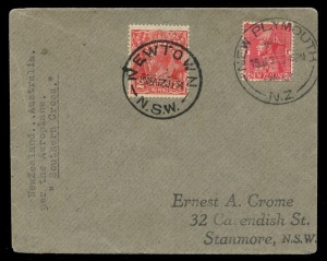 AUSTRALIA: Aerophilately & Flight Covers: 13 Jan. 1934 (AAMC.350) Australia - New Zealand cover, flown aboard the third Trans-Tasman flight in the "Southern Cross" with Kingsford Smith, Taylor, Pethybridge and Stannage making up the crew. Postmarked on departure and arrival.