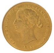 Coins - Australia: Sovereign: QUEEN VICTORIA - SYDNEY MINT TYPE II/SYDNEY MINT REVERSE: 1863, aUnc, and rare thus.