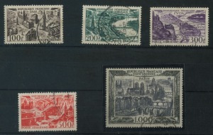 FRANCE: 1949 (SG.1055-59) Airs (Views) 100fr to 1000fr set, fine used, key 1000fr value is VFU. (5)