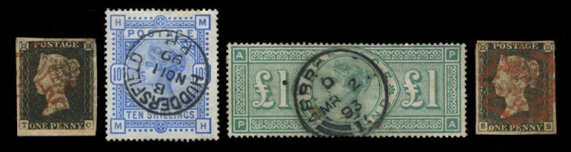 GREAT BRITAIN: 1840-1901 valuable collection in SG 'Exeter' album with imperf 1840 1d Penny Blacks (3, two with complete margins), 1840 Tuppence Blues (12, most with negligible margins), and 1841 2d 'White Lines Added' (3), & 1d Reds (42); perforated 2d B