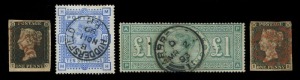GREAT BRITAIN: 1840-1901 valuable collection in SG 'Exeter' album with imperf 1840 1d Penny Blacks (3, two with complete margins), 1840 Tuppence Blues (12, most with negligible margins), and 1841 2d 'White Lines Added' (3), & 1d Reds (42); perforated 2d B