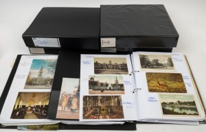 POSTCARDS - GREAT BRITAIN - LONDON: 1900s-1980s collection in six volumes, with an approximate 70/30 split between earlier and later (post 1960) cards, iconic buildings (& their Interiors), architecture, landmarks, street scenes and pageantry & ceremonies are well represented; also 1908 & 1924 Exhibition types, Raphael Tuck 'Heraldic Views' real-photo images, and some suburban London. Excellent variety, condition variable. (1000+).