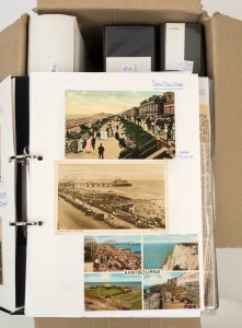 POSTCARDS - GREAT BRITAIN - SUSSEX: 1900s-1980s collection in three volumes with an approximate 70/30 split between earlier and later (post 1960) cards, this being the vendor's home county and so contains a lot of better earlier cards including Dormans Park Post Office, real-photo images of Cricket Match at Brighton Cricket Ground, Fairlight Cove (3) and Hurstpierpoint (9), also lot of village/small town views including Lindfield, Midhurst, Pevensey, Rottingdean & Stopham