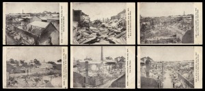 POSTCARDS - AUSTRALIAN STATES - SOUTH AUSTRALIA: "Fire at Apollo Works, Xmas Day, 1907" set of six cards showing different fire damage scenes at the Bursford Apollo Works in Adam Street, Hindmarsh, some edge blemishes, c.1908. (6)