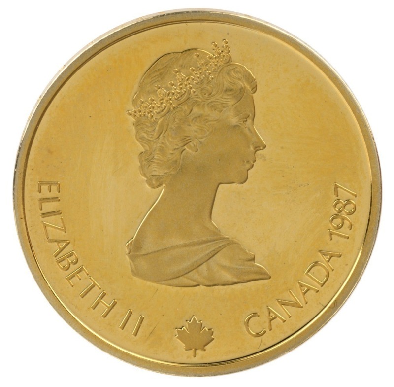 Coins - World: Gold: CANADA: 1988 Calgary Winter Olympics $100, 13.34gr of 583/1000 gold.