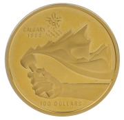 Coins - World: Gold: CANADA: 1988 Calgary Winter Olympics $100, 13.34gr of 583/1000 gold. - 2