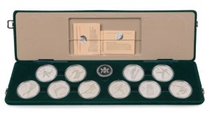 Coins - World: Silver: CANADA - 1988 CALGARY WINTER OLYMPICS: $20 sterling silver Proofs (10), each depicting a different Winter Olympic event, in original presentation case; total weight 341gr of 925/1000 fine silver.
