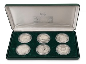 Coins - Australia: Silver: 1988 Australian Bicentennial Commemorative Medallion Series set of 6 medallions in sterling silver, each coin weighing 71gr, in the original presentation case, with Certificate of Authenticity; total weight 426gr of 925/1000 fine silver.
