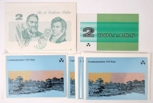 Banknotes - Australia: Decimal Banknotes: 1988 $10 Bicentennial Collector Issue (5), all with presentation folders & envelopes, four are consecutively numbered between 'AA19108577-580'; also 1998 Johnston/Fraser $2 Final Printing in commemorative folder. 
