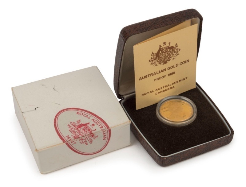 Coins - Australia: Gold: TWO HUNDRED DOLLARS: RAM 1980 $200 Koala Bear proof, in presentation wallet, 10gr of 916/1000 (22k) gold.