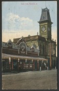 AUSTRALIA: Postal History: 1915 (Mar.29) use of PPC ('Town Hall, Warwick, Qld) addresses to Switzerland with KGV 1d red (2) & &frac12;d Roo tied by WARWICK '29MR15' machine cancel, 'PASSED CENSOR/30MR15/BRISBANE' datestamp in red, the card likely never leaving A - 2