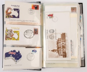 AUSTRALIA: First Day & Commemorative Covers: 1981-1982 souvenir covers & FDCs with pictormark cancellations in a single volume including 1981 International Year of Disabled Persons (30), other commemorations include 1980 Sydpex, 1981 Apex Convention (3), 1981 Outward Bound (5), Alice Springs telegraph, military, transport including flight anniversary; generally fine unaddressed condition. (200)