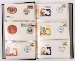 AUSTRALIA: First Day & Commemorative Covers: 1979-1980 souvenir covers & FDCs with pictormark cancellations in a single volume including 1979 Adelaide-Minlaton 60th Anniversary flight cover (signed), 1979 Australian Admiral's Cup Team signed covers (3), 1979 Billy Blood Drop (2, postmarks in red & in black), 1979 Polphil Exhibition (3), Royal Exhibition Building Centenary (4); also 1980 HMS Investigator/Matthew Flinders commemoration, shows, exhibitions, etc; generally fine unaddressed condition