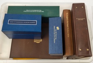 REST OF THE WORLD: THEMATIC COLLECTIONS: comprising 1977-79 Official Collection of WWF FDCs, 1977-80 'Stamps of all Countries' FDC collection in two volumes, 1978-80 Great Art Stamps of the World FDC collection, 1982 World Cup FDC Collection; also 1981-83 RSPB Songbirds of the World & History of Transportation stamp collections (both incomplete); some condition issues, inspection advised.