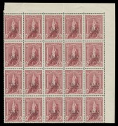 AUSTRALIA: Other Pre-Decimals: 1946-47 (SG.J7) Robes 5/- thick paper, corner block of twenty (5x4), few minor varieties, fresh MUH; BW: J7 - Cat $5,000+ (SG.J7 - Cat &pound;2800+). Very rare multiple.