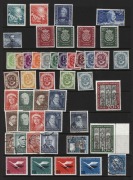 EAST & WEST GERMANY and BERLIN: 1949-55 selection on two Hagners with sets including WEST GERMANY 1949 Parliament, 1950 Bach, 1951-52 Posthorn to 90pf with additional 50pf, 1951 St Mary's Church & Relief Fund, 1953 Relief Fund, 1955 Lufthansa; BERLIN 1949