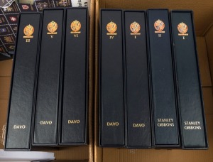 GREAT BRITAIN: COLLECTION on Davo hingeless pages in seven binders with slipcases, largely complete from 1960-2015 with some later issues to 2020, wide range of commemorative, definitive, Machin, Regional, M/Sheets, Peel & Stick, Post and Go labels, etc, some packs, booklets and sheetlets, fine unmounted, plus some 1924-60 issues MUH/MLH (odd fault). Huge face value of between £3,200-3,500, with retail value of around £6,500-7,000, albums alone to buy new £1,250. (qty 1,000s, weight 18+kg)
