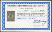 Kangaroos - Third Watermark: 2/- Aniline Red-Brown, few nibbed perfs, very well centred, South Australian squared-circle datestamp; BW:37G - Cat $2000. Drury Certificate (2017). - 2