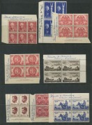 AUSTRALIA: Other Pre-Decimals: 1946-55 commemorative imprint blocks (13) all signed "Frank D. Manley/Artist & Engraver" in the selvedge, the 2&frac12;d Pan-Pacific Scout Jamboree issue additionally signed by renowned artist Daryl Lindsay, who acted as model for - 3