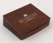 Coins - Australia: Platinum: FIFTY DOLLARS: 2001 $50 proof in jarrah timber presentation box, limited edition #23 of 350 issued; 15.55gr of 9995/10000 platinum. - 2