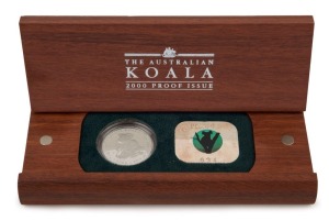 Coins - Australia: Platinum: FIFTY DOLLARS: 2000 $50 proof in jarrah timber presentation box, limited edition #34 of 350 issued; 15.55gr of 9995/10000 platinum.