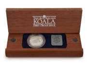 Coins - Australia: Platinum: FIFTY DOLLARS: 1988 $50 proof in jarrah timber presentation box, limited edition #213 of 12000 issued; 15.55gr of 9995/10000 platinum.