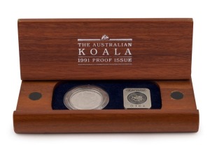 Coins - Australia: Platinum: FIFTY DOLLARS: 1991 $50 proof in jarrah timber presentation box, limited edition #164 of 1500 issued; 15.55gr of 9995/10000 platinum.