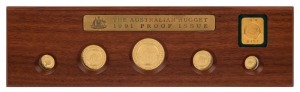 Coins - Australia: Gold: 1991 GOLD NUGGET SERIES: 1 oz ($100), 1/2oz ($50), 1/4 oz ($25), 1/10 oz ($15) and 1/20oz ($5) gold coins displayed in timber presentation case within leather sleeve (Ref. PN91, #157); 1.90oz (59.10gr) of 999/1000 gold. (5 coins)