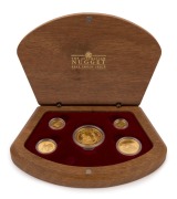 Coins - Australia: Gold: 2002 GOLD NUGGET SERIES: 1 oz ($100), 1/2oz ($50), 1/4 oz ($25), 1/10 oz ($15) and 1/20oz ($5) gold coins displayed in timber presentation case (Set No. #14); 1.90oz (59.10gr) of 999/1000 gold. (5 coins)