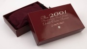 Coins - Australia: Gold: 2001 GOLD NUGGET SERIES: 1 oz ($100), 1/2oz ($50), 1/4 oz ($25), 1/10 oz ($15) and 1/20oz ($5) gold coins displayed in timber case, housed in cloth bag within a presentation box (Ref. PN01 FS #40); 1.90oz (59.10gr) of 999/1000 gol - 2