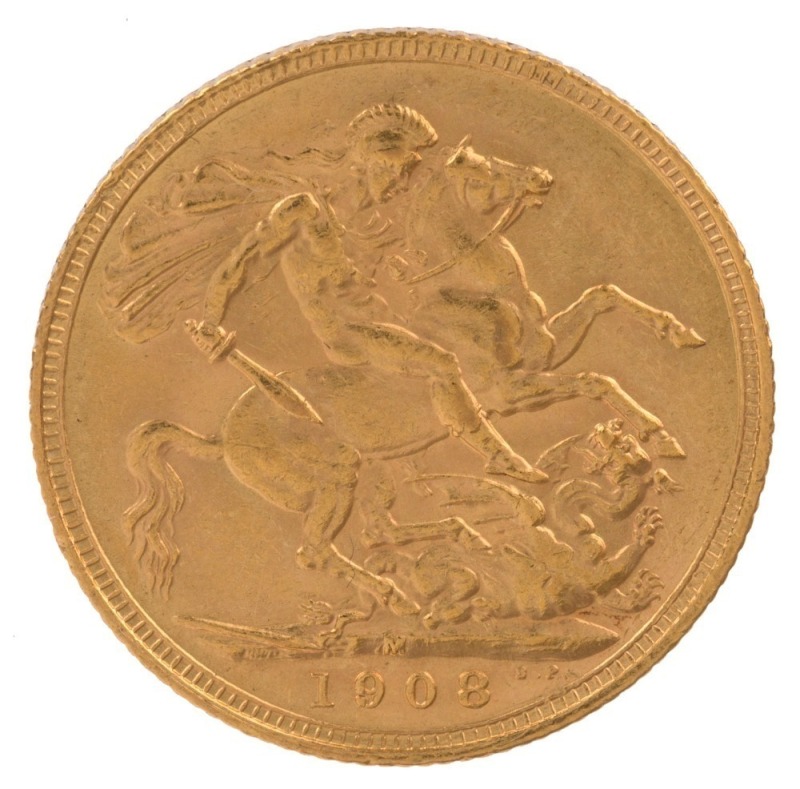 Coins - Australia: Sovereign: KING EDWARD VII: 1908(M), aEF.