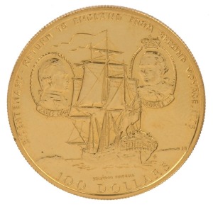 Coins - World: Gold: COOK ISLANDS: 1975 $100 gold coin, 9.60grams of 900/1000 fine gold, Unc.