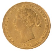 Coins - Australia: Sovereign: QUEEN VICTORIA  - SYDNEY MINT TYPE II/SYDNEY MINT REVERSE:1867, aEF. - 2