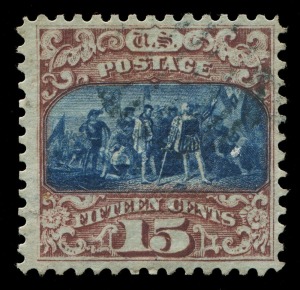 UNITED STATES OF AMERICA: 1869 (SG.121) 'Columbus Landing' 15c brown & blue type II, very lightly cancelled; Scott #119 - Cat. US$190 (SG Cat. £250)