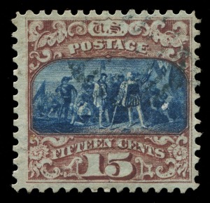 UNITED STATES OF AMERICA: 1869 (SG.121) 'Columbus Landing' 15c brown & blue type II, very lightly cancelled;  Scott #119 - Cat. US$190 (SG Cat. £250)   