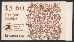 AUSTRALIA: Booklets: 1989 (SG.SB68) Christmas $3.60 booklet overprinted for 'World Stamp Expo '89' (Washington, USA), and was only available at this location. Hard to source, retail $175.