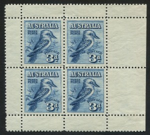AUSTRALIA: Other Pre-Decimals: 1928 (SG.106MS) 3d Kookaburra M/S from the right side of the sheet, hinged in gutter only (slight gum loss), stamps MUH, Cat. £120 (BW.133MS - Cat $200)