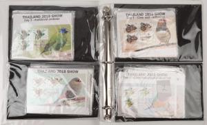 AUSTRALIA: Decimal Issues: 2018 Finches ten sets of 6 M/Ss overprinted for the Thailand 2018 World Stamp Show, all in original packaging; Face Value $180, Retail $550. (60)
