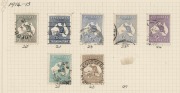 Kangaroos - Collections & Accumulations: Array on album pages with First Wmk to 5/-, Second Wmk to 2/- & 5/-, 3rd Wmk to 5/- (4), 10/- (2, one an aniline shade) and &pound;1 grey (shallow thin), SMult to 2/- & 10/-, plus a few KGV commemorative stamps; conditio - 3