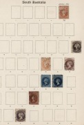 SOUTH AUSTRALIA: 1856-1912 patchy collection on album pages with imperf 2d orange-red, 1870-71 3d (in red) on 4d ultramarine, 1886-96 'P&R' 2/6d & 5/- Long Toms, Thin 'POSTAGE' 2/6d; also few officials incl. 'P.S.' Departmental overprint on 4d; condition - 3