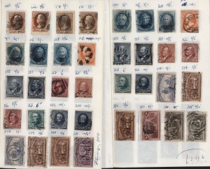 UNITED STATES OF AMERICA: 1880s-1920s selection in two old-time approval books with 1893 Columbians to 6c, 8c (2) & 10c (4), 1898 Trans-Mississippi 1c (2), 4c, 5c (2), & 10c, 1901 Pan-Am set, 1904 5c Louisiana (2), other useful pickings amongst definitive