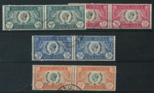 SOUTH AFRICA: 1935 (SG.65a-68a) Silver Jubilee set in bilingual pairs, the left side unit of each pair with variety 'CLEFT SKULL', fine used, Cat. £383+. (4 pairs)