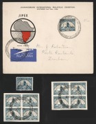 SOUTH AFRICA: 1933-48 (SG.57a) 1&frac12;d Gold Mine block of 4 comprising two bilingual pairs each unit with error SHADING OMITTED FROM MINE DUMP, plus a second similar block with LIGHT SHADING OF MINE DUMP, both multiples with '12XI36' FDI commemorative cancels