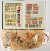 CHINA: 1913-50s disorganised array in small stockbook with used duplicated Junks & Sun Yat-sen issues, and a few overprinted mint Sun Yat-sen issues with a few multiples; plus MANCHUKUO 1942 Fall of Singapore 2f & 4f in mint blocks of 8; also stamps in pa