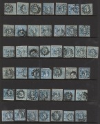 GERMAN STATES: BAVARIA: 1849-62 (SG.3-6) imperf 3k blue accumulation, variable margins, possible shade & numeral postmark interest; few faults, generally good to fine condition, minimum Cat. &pound;500+.