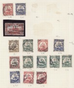 GERMAN COLONIES: KIAUTSCHOU: 1901-18 Yachts used selection with No Wmk German Currency 3pf to 20pf, 30pf, 40pf (2), 50pf & 2m, No Wmk Chinese Currency duplicated to 10c plus &frac12;d($) carmine, Watermarked Chinese Currency duplicated to 10c plus 20c; generally