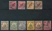 GERMAN COLONIES: CAROLINE ISLANDS: 1899-1910 used selection with 48&deg; Overprint 10pf (Cat. &pound;190), 56&deg; Overprint 10pf, 20pf & 50pf, Yachts 3pf, 5pf, 20pf, 25pf, 50pf & 80pf; odd nibbed perf, generally fine, Cat. &pound;460+. (10)